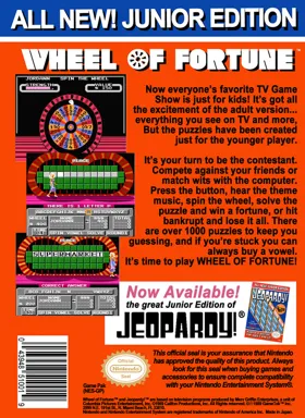 Wheel of Fortune - Junior Edition (USA) box cover back